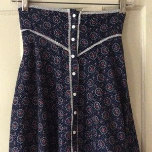 Vintage Navy Floral Gunne Sax Skirt